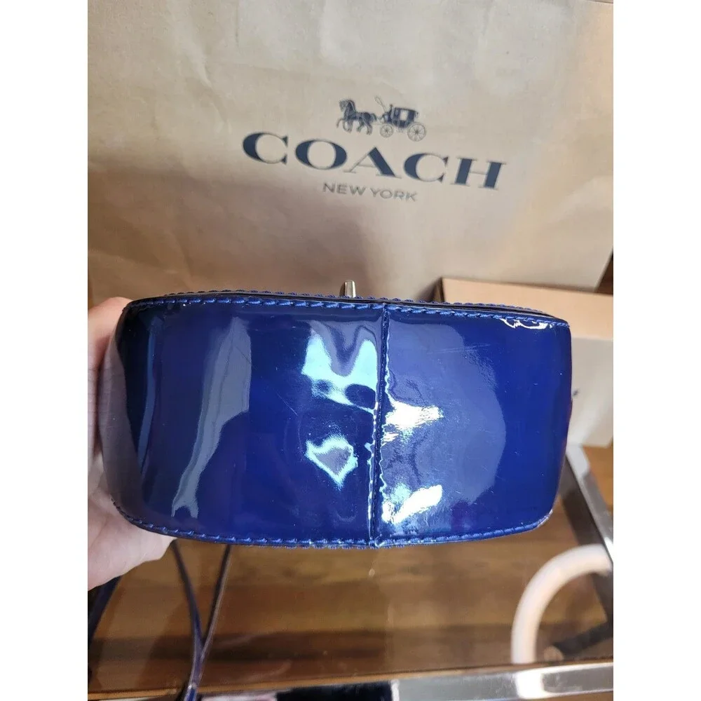 Coach Vintage Willis Midnight Royal Blue Patent Leather Bag Legacy Crossbody - Picture 12 of 16